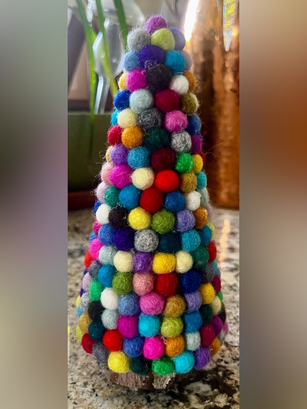 Handmade Colorful Felt Pom-Pom Holiday Tree - Multicolor Felt Balls